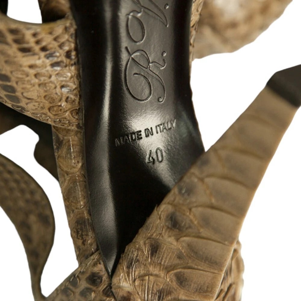 Roger Vivier Snakeskin Open toe Wide Straps Buckle pumps heels Shoes size 40 - 8