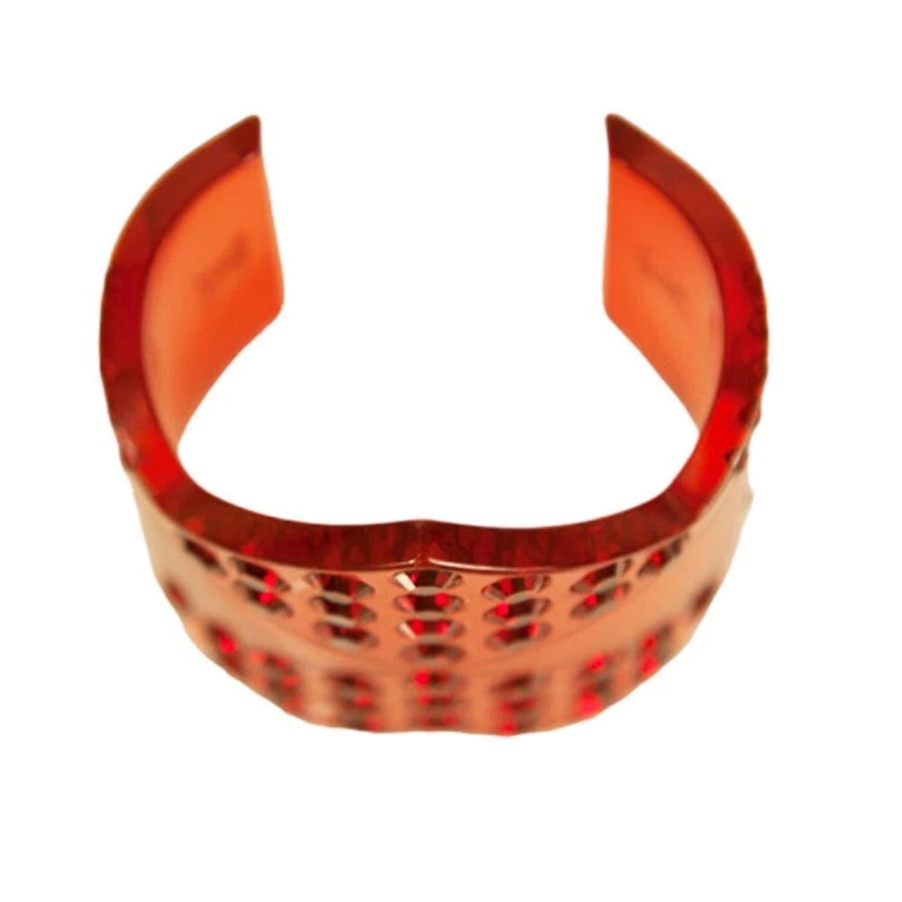 Louis Vuitton red resin wide heart bangle bracelet with red rhinestones RARE!! - 4