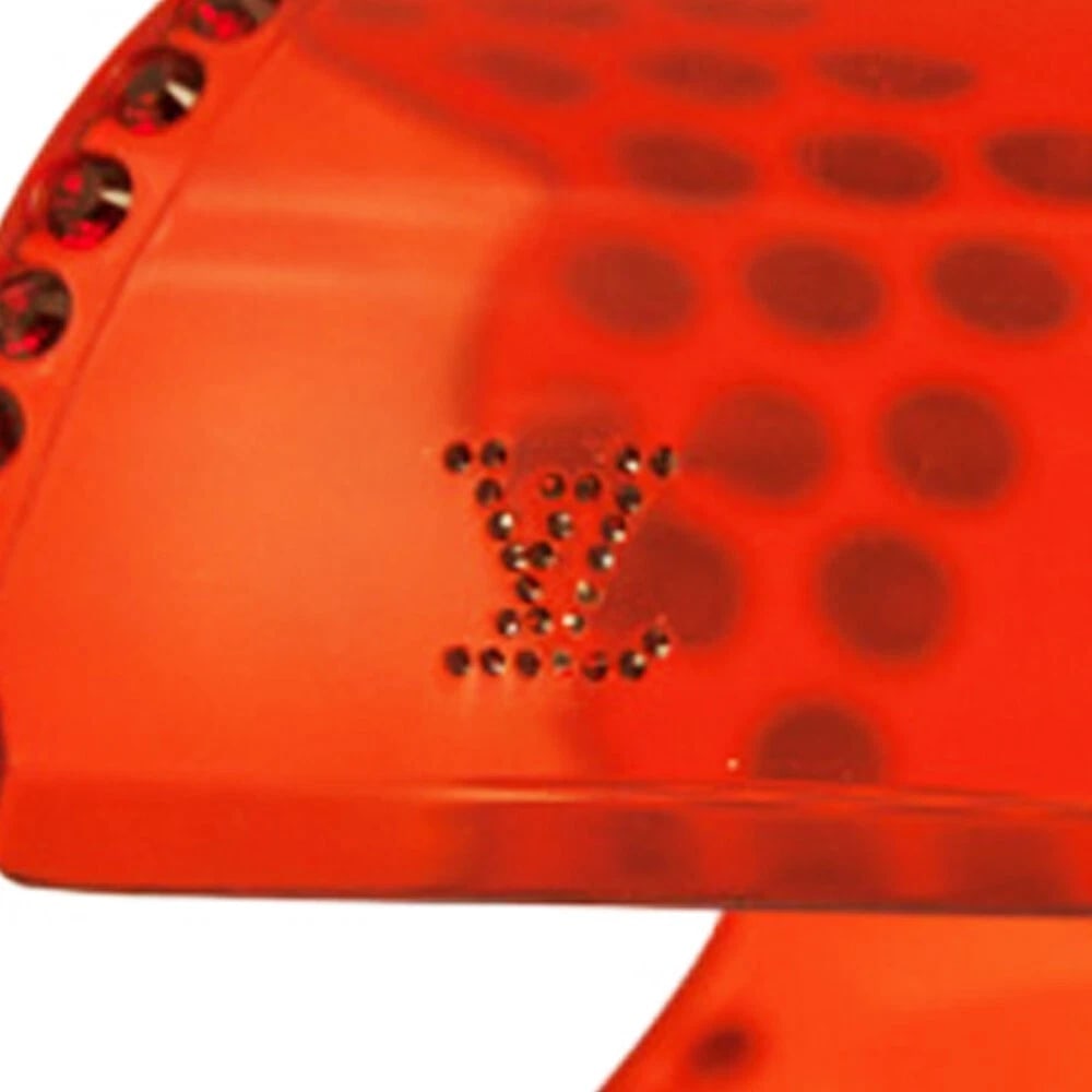 Louis Vuitton red resin wide heart bangle bracelet with red rhinestones RARE!! - 5