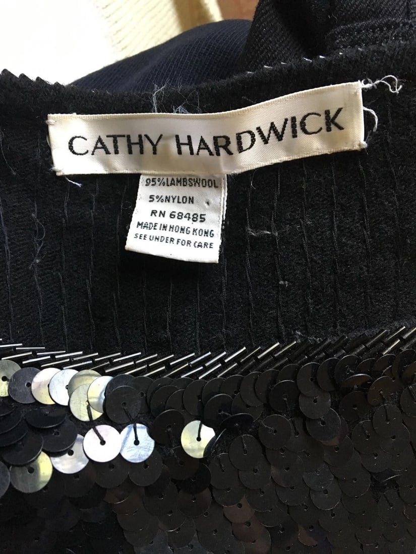 GROOVY Cathy Hardwick Black Wool Sequin Dress - 3