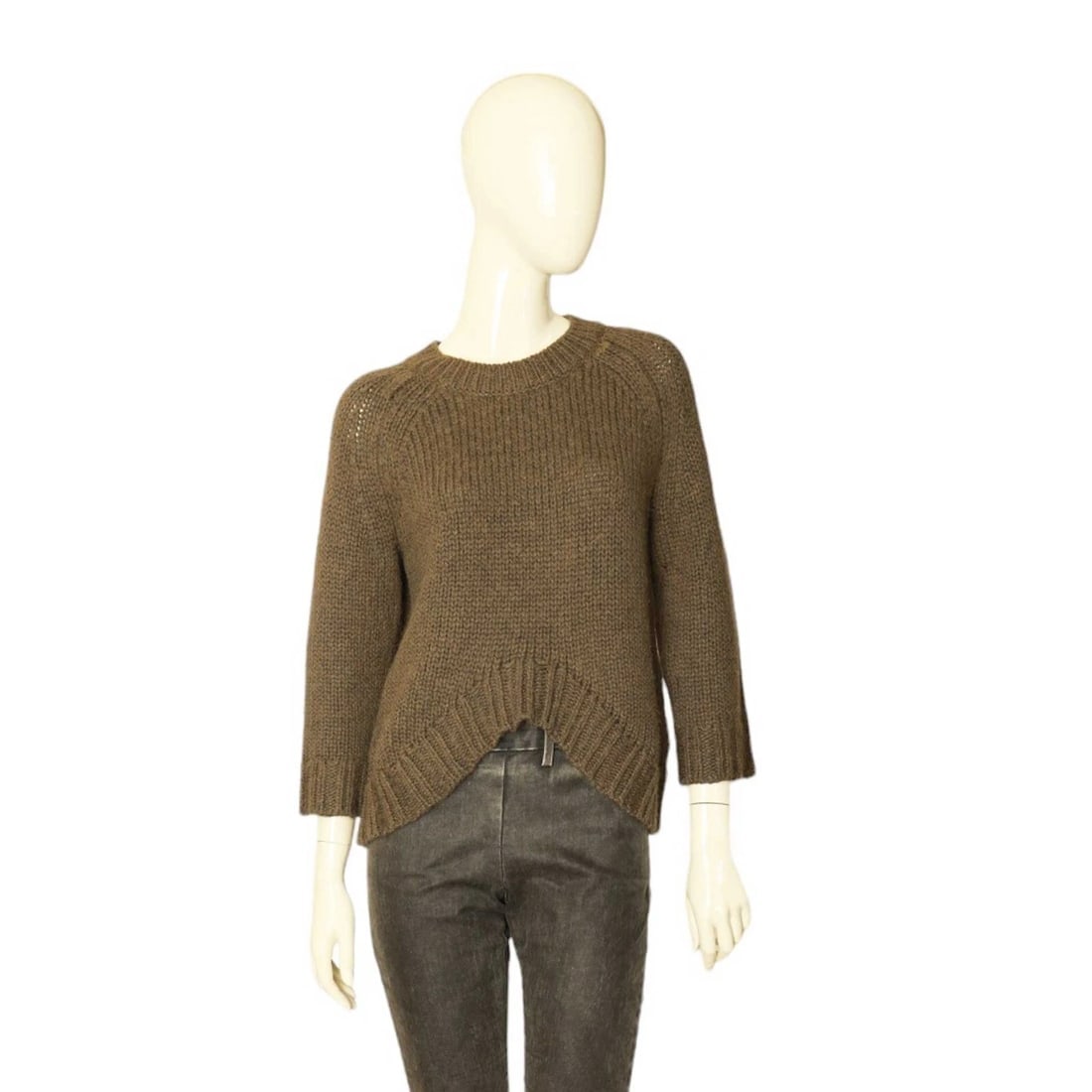 Theyskens' Theory Olive Green Alpaca Merino Wool Blend Knit Sweater Top size P (1 of 8)