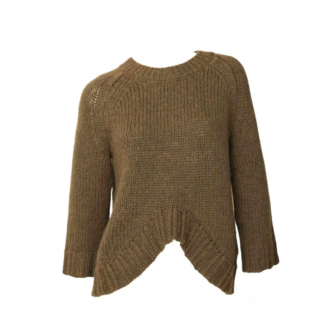 Theyskens' Theory Olive Green Alpaca Merino Wool Blend Knit Sweater Top size P - 3
