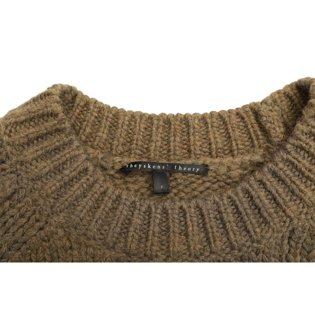 Theyskens' Theory Olive Green Alpaca Merino Wool Blend Knit Sweater Top size P - 4