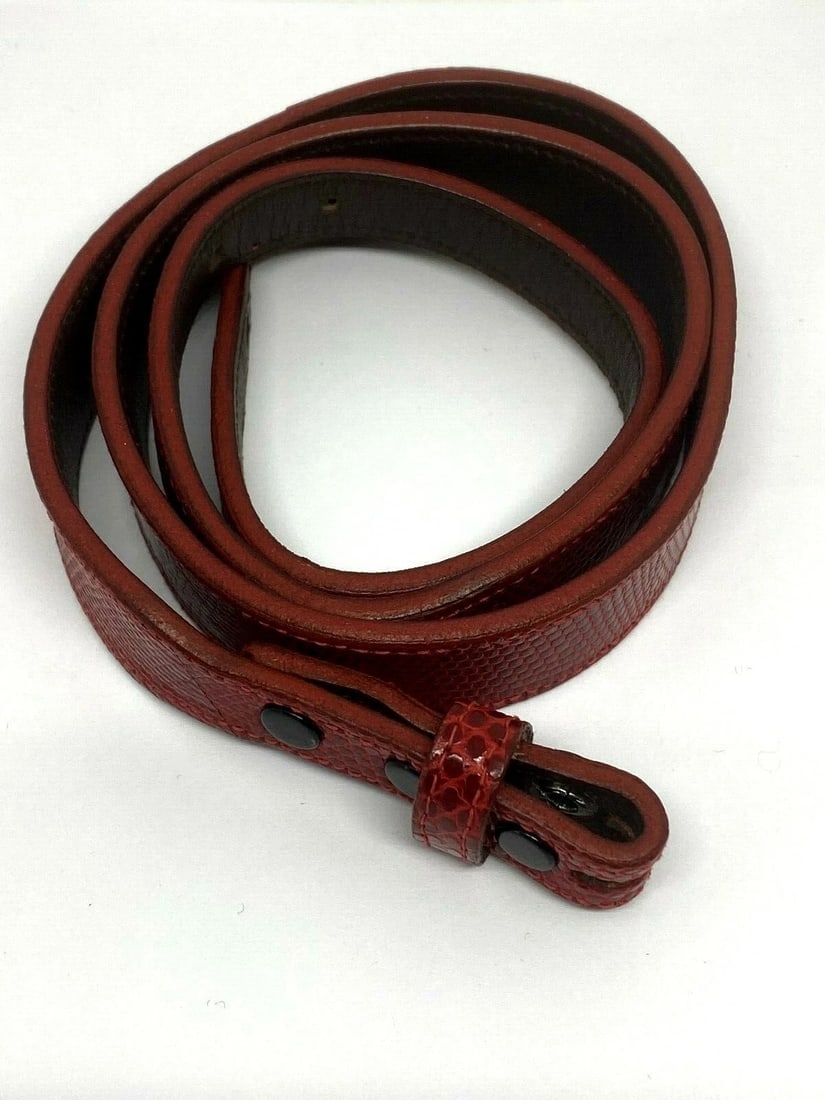 STYLISH AUTHENTIC STAMPED BARRY KIESELSTEIN CORD NEW YORK RED SNAKE BELT C.1990 - 3