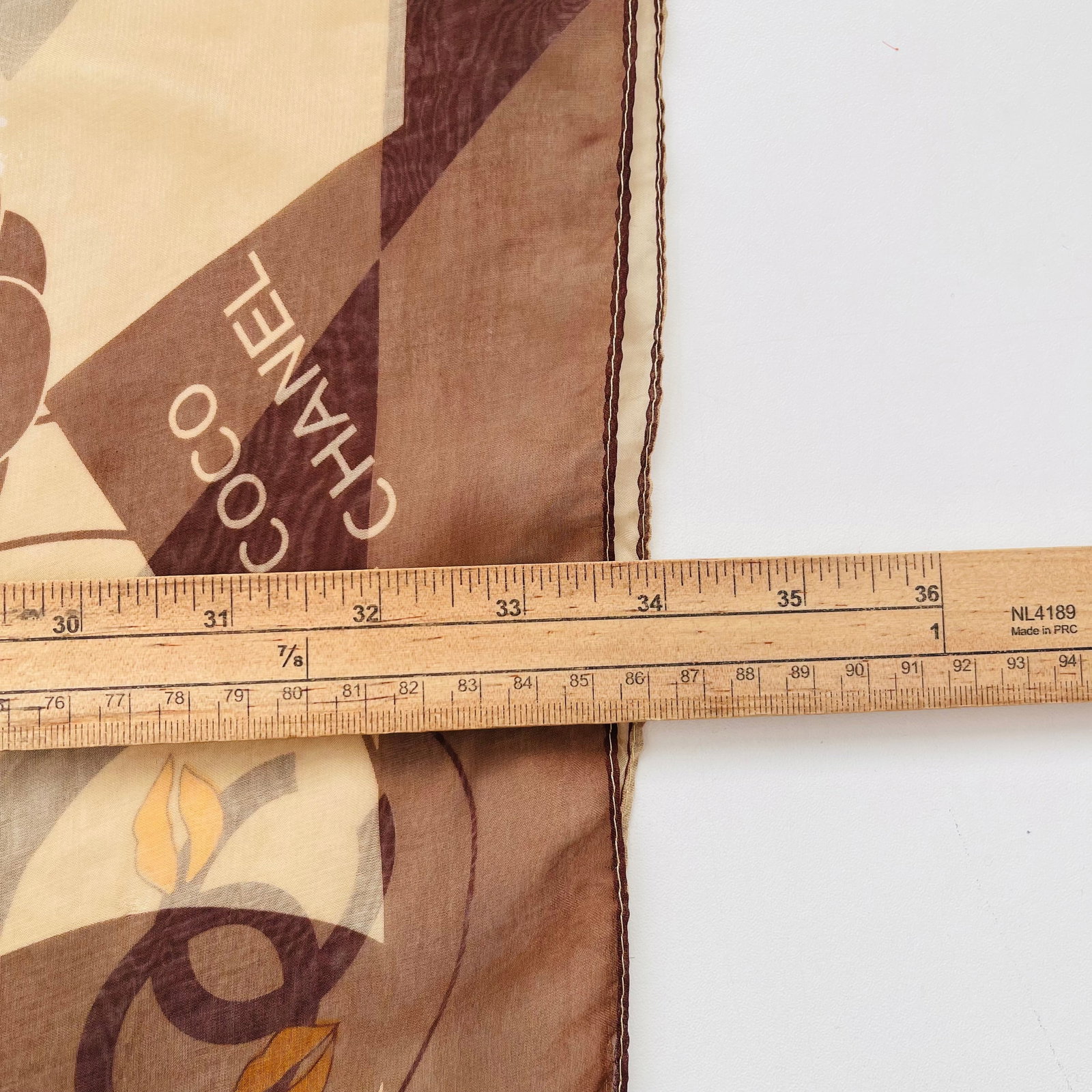 Chanel Brown Printed 100% Silk Scarf - 10