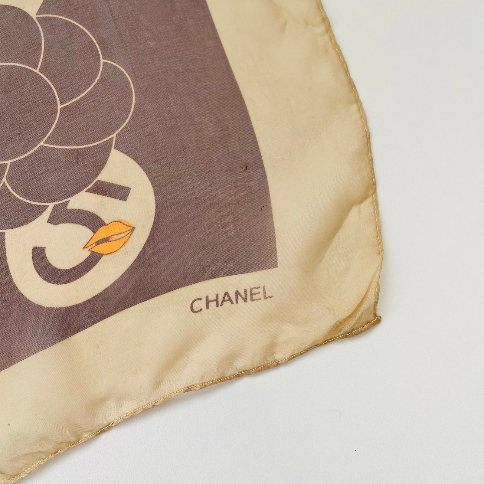 Chanel Brown Printed 100% Silk Scarf - 5