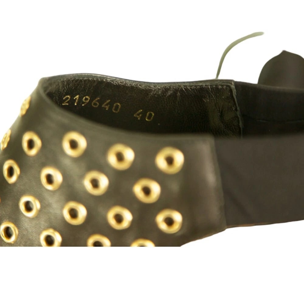 Alexander McQueen Black leather Gold Grommet peep toe ankle boots booties sz 40 - 9