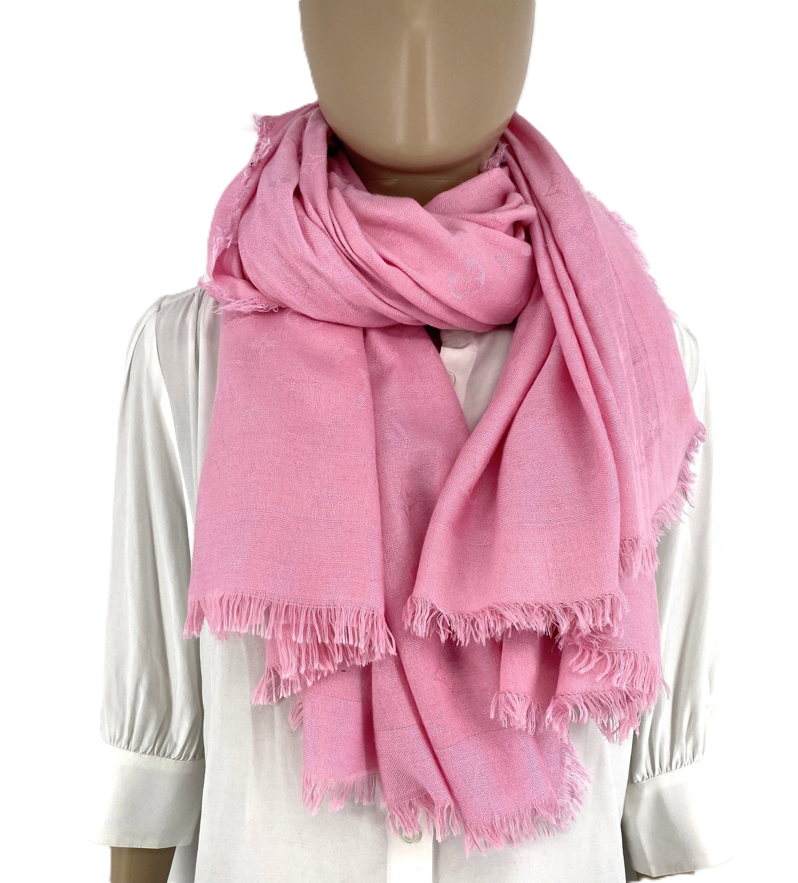Louis Vuitton Pink 60% Silk 40% Wool Large Shawl - 6