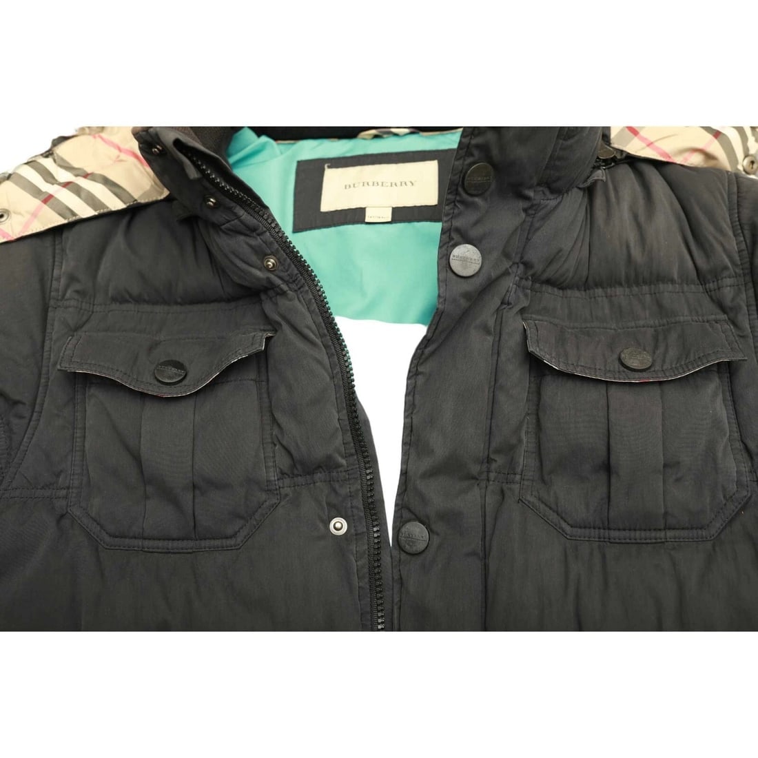 Burberry Black Puffer Removable Hood with Fur Trim Jacket size 14Y XS 164cm tall - 13