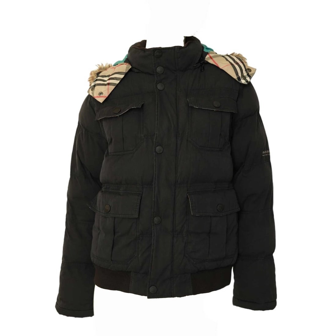 Burberry Black Puffer Removable Hood with Fur Trim Jacket size 14Y XS 164cm tall (1 of 15)