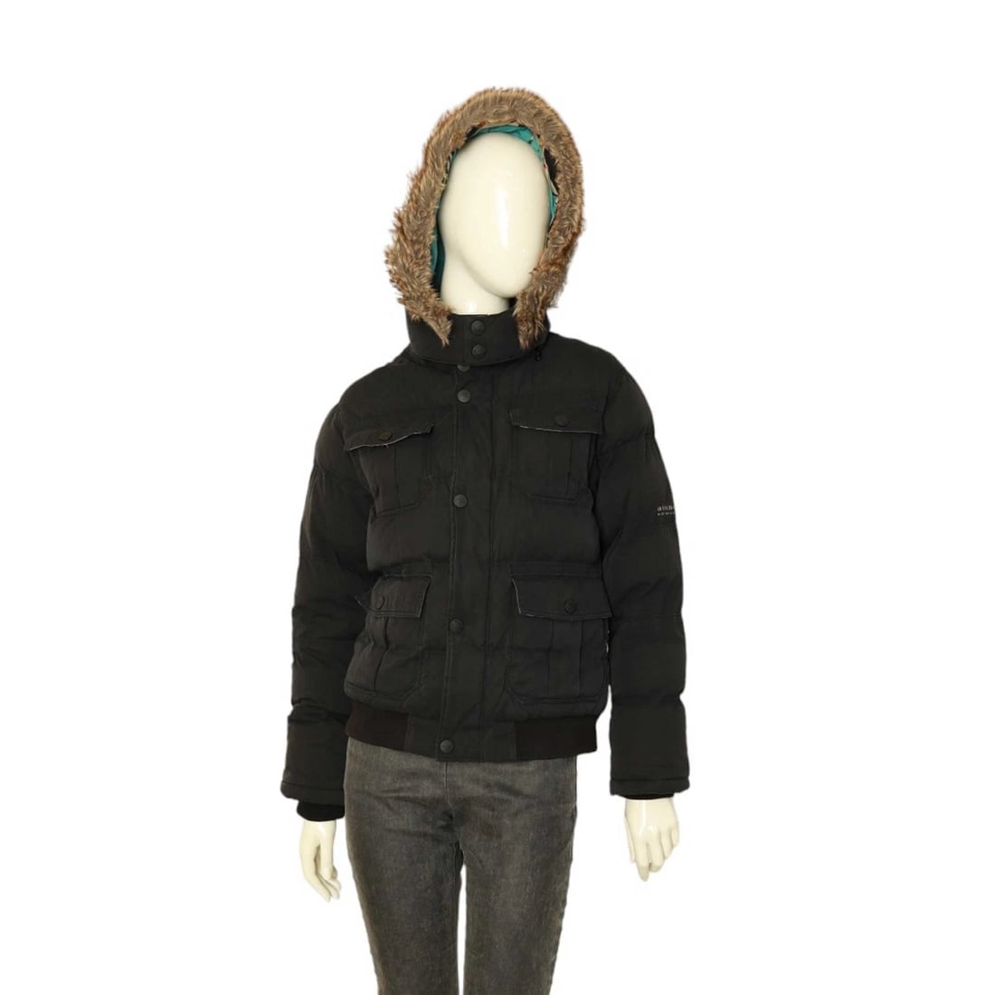 Burberry Black Puffer Removable Hood with Fur Trim Jacket size 14Y XS 164cm tall - 3
