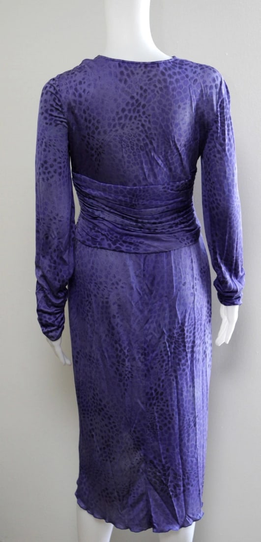 EMANUEL UNGARO PARIS PURPLE LEOPARD DRESS LIKE NEW NEVER WORN SOLD OUT 100% SILK - 10