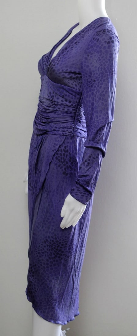 EMANUEL UNGARO PARIS PURPLE LEOPARD DRESS LIKE NEW NEVER WORN SOLD OUT 100% SILK - 4