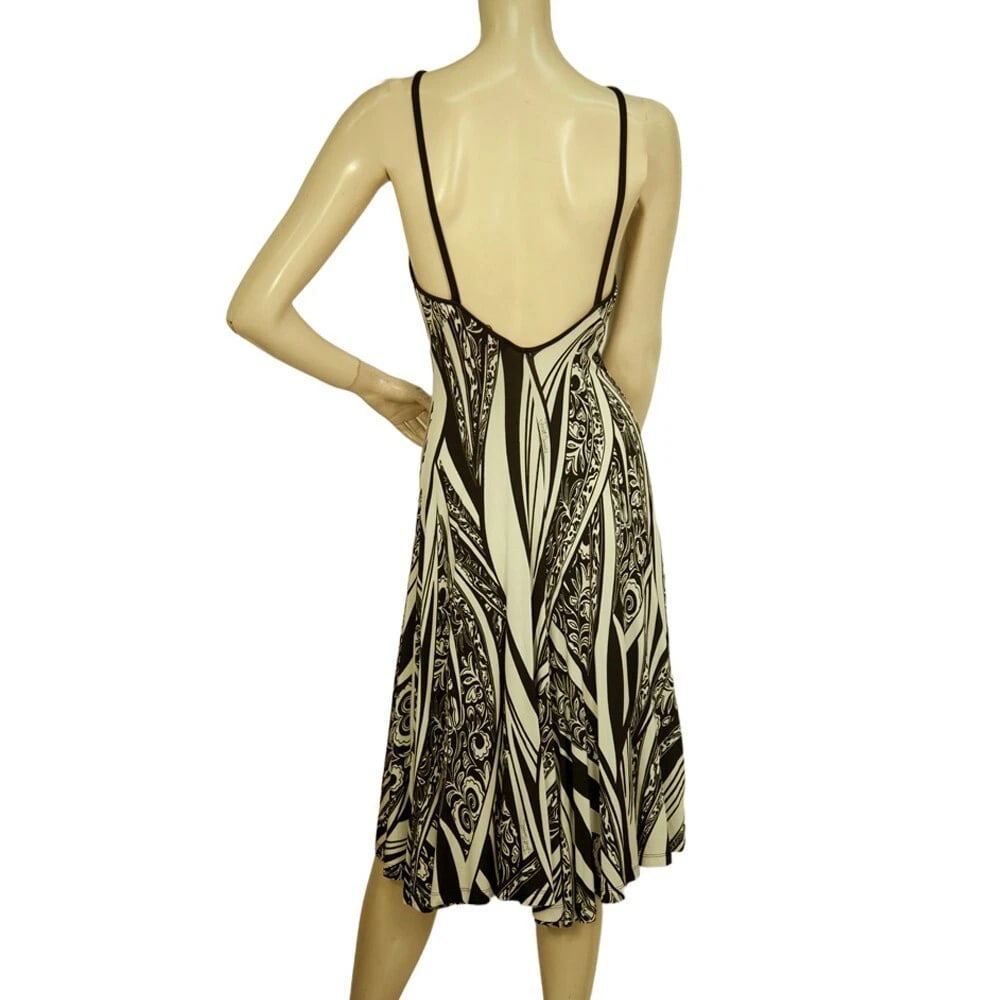 Just Cavalli Black & White Floral Sleeveless Open Back Knee Dress size 40 - 2