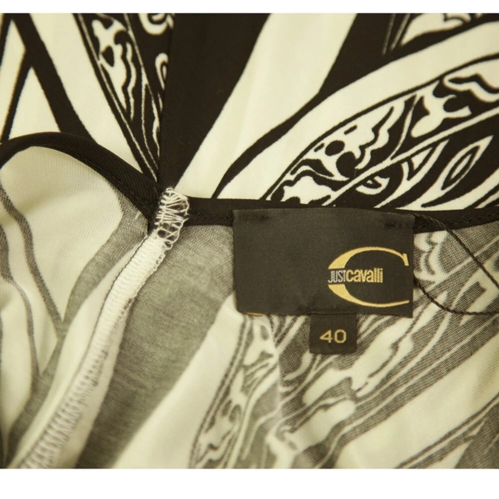 Just Cavalli Black & White Floral Sleeveless Open Back Knee Dress size 40 - 3