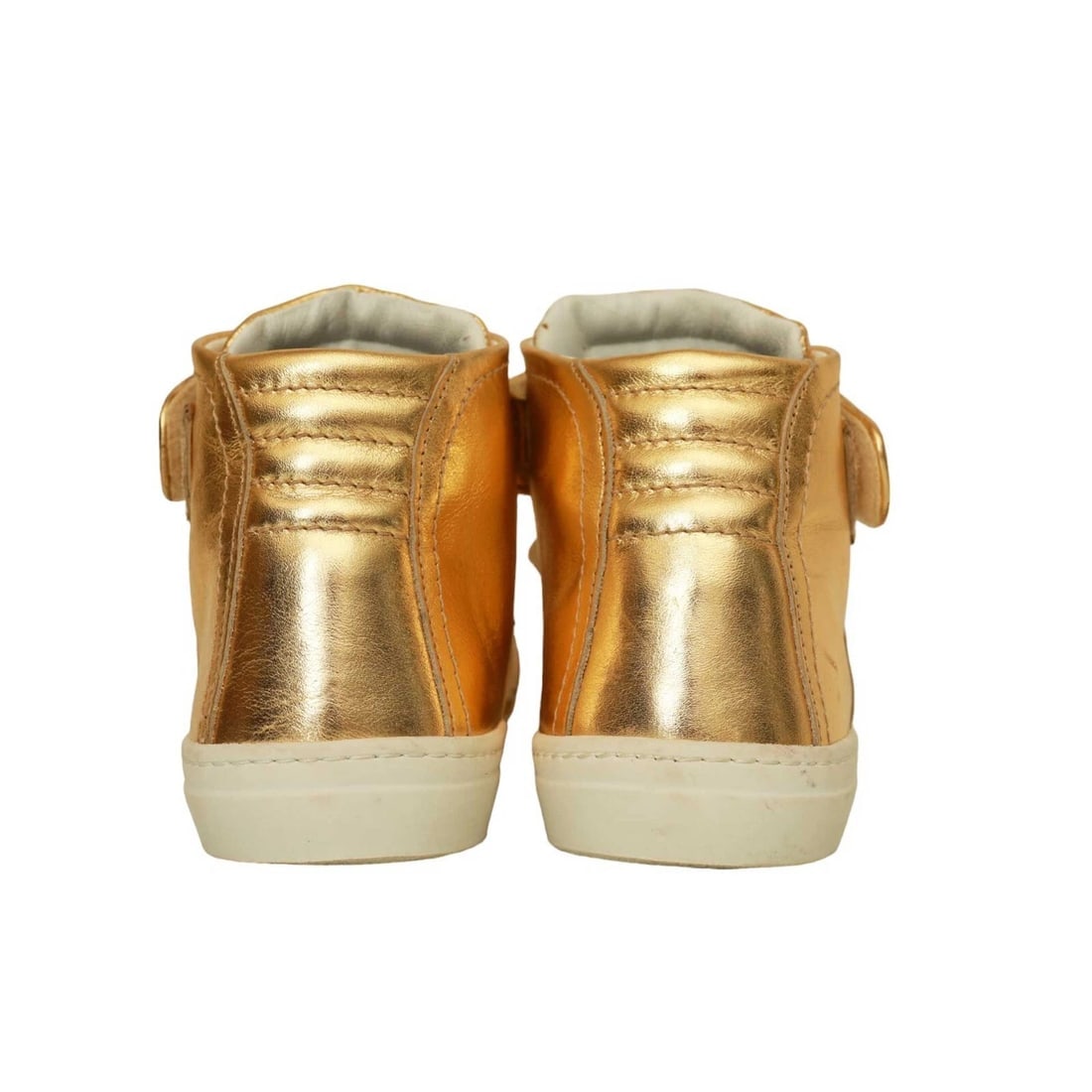 Pierre Hardy Gold Leather Sneakers High Top Lace Up Strap Trainers Shoes 40 - 4