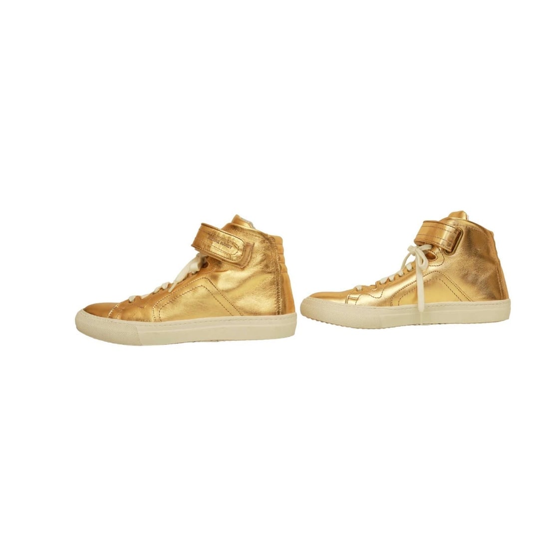Pierre Hardy Gold Leather Sneakers High Top Lace Up Strap Trainers Shoes 40 - 6