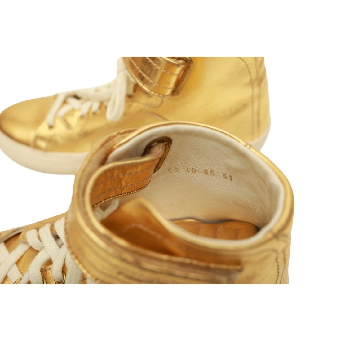 Pierre Hardy Gold Leather Sneakers High Top Lace Up Strap Trainers Shoes 40 - 9