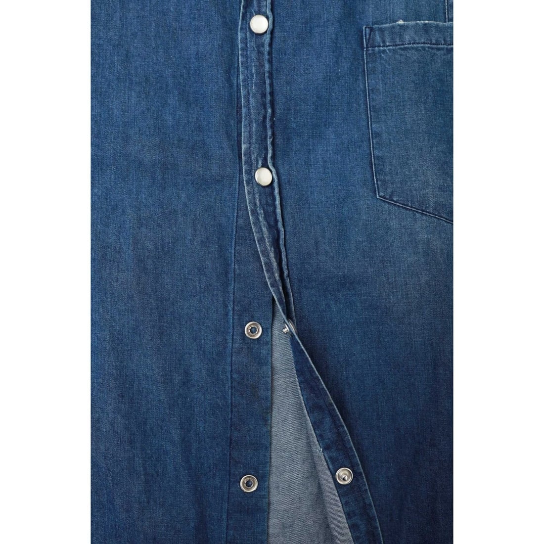 Golden Goose Blue Denim Floral Collar Snap Button Down Distressed Look Shirt - M - 6