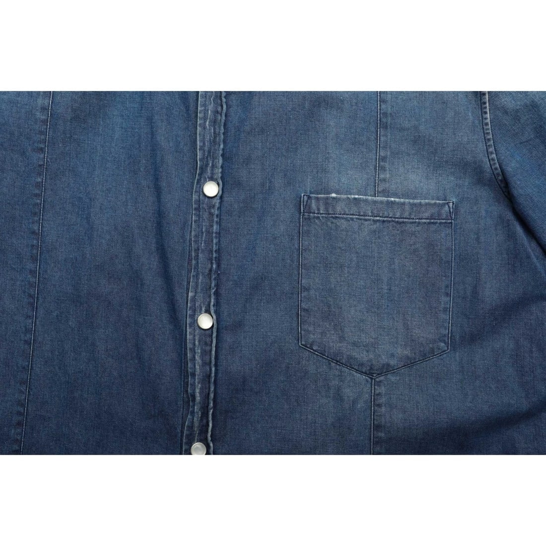 Golden Goose Blue Denim Floral Collar Snap Button Down Distressed Look Shirt - M - 8