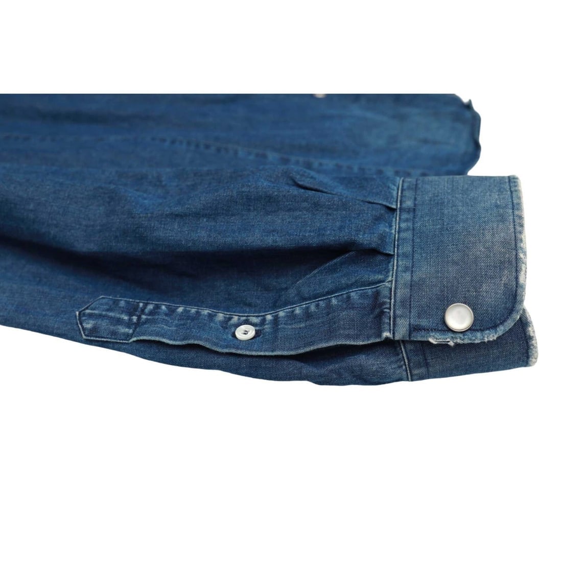 Golden Goose Blue Denim Floral Collar Snap Button Down Distressed Look Shirt - M - 9