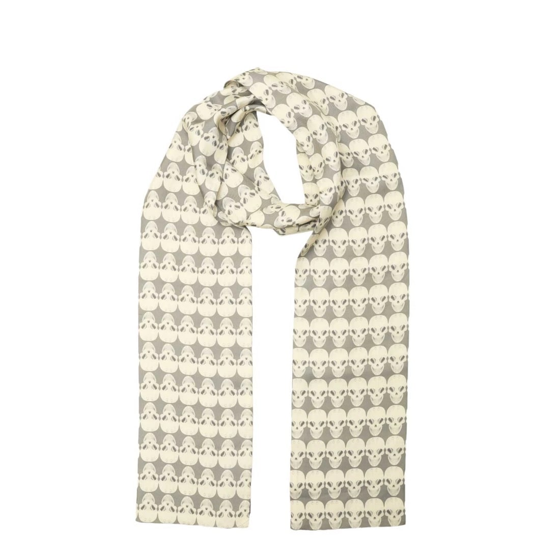 Thomas Wylde Gray with Skulls Print Long Scarf Wrap Foulard - 3