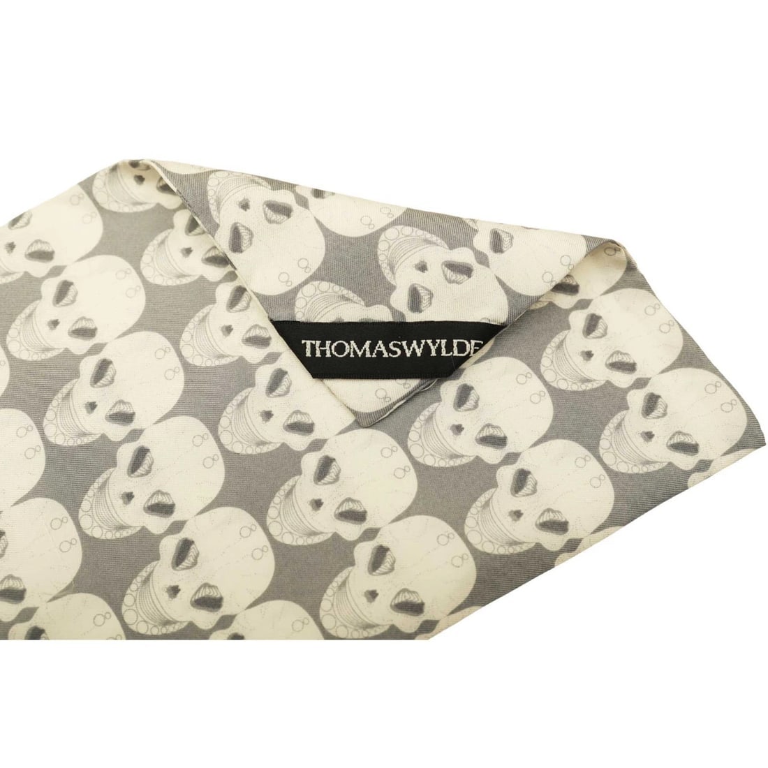 Thomas Wylde Gray with Skulls Print Long Scarf Wrap Foulard - 4