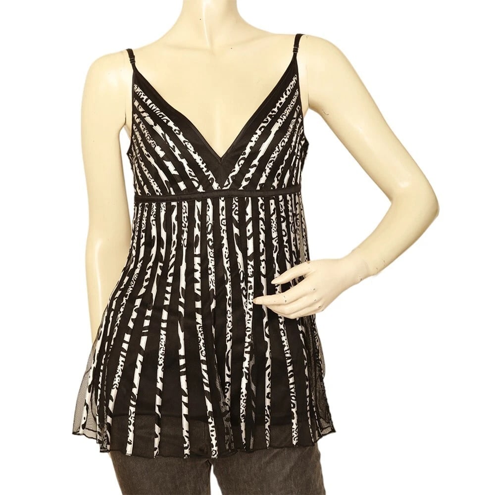 Class Roberto Cavalli Black Net Zebra Pattern Cami Top Sleeveless Blouse sz 42 (1 of 8)
