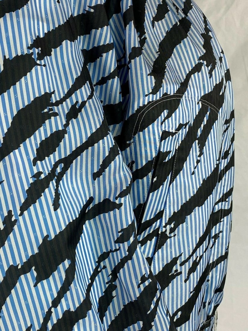 Sacai Luck Light Blue Zebra Striped Bomber Jacket Size 2 - 5