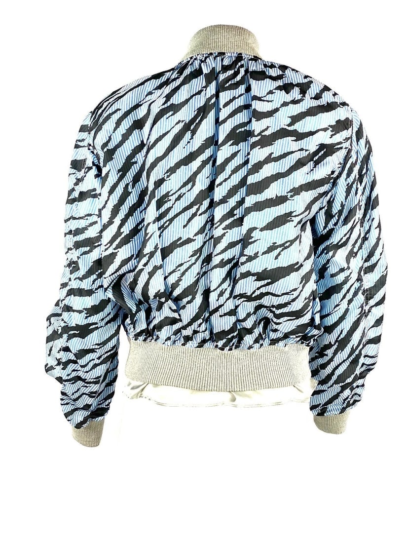 Sacai Luck Light Blue Zebra Striped Bomber Jacket Size 2 - 6