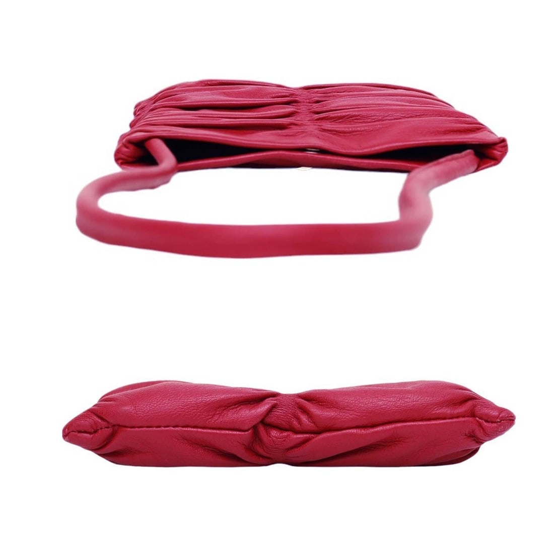 Gianfranco Ferre Red Leather Draped Pleated Shoulder Bag Small Handbag - 4