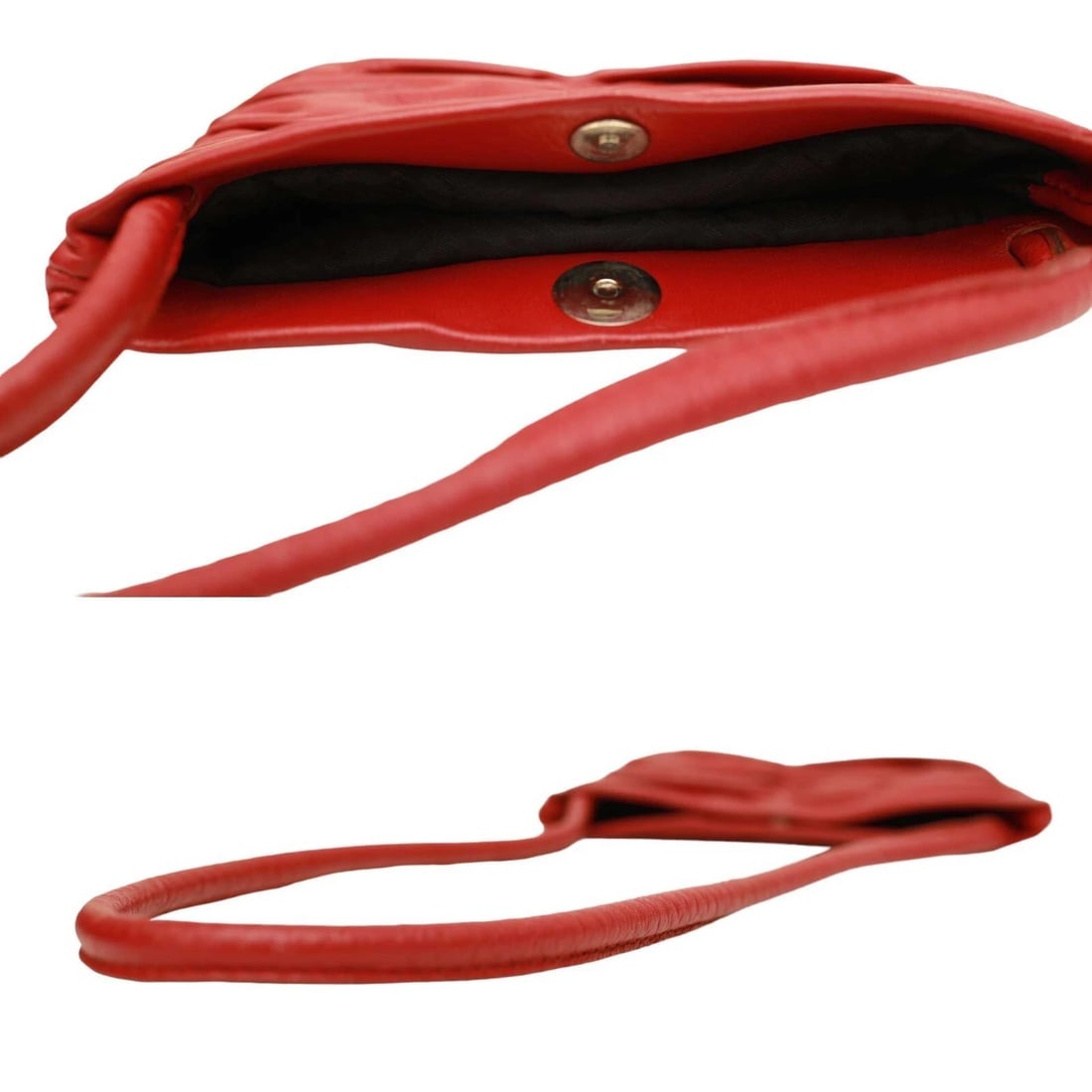 Gianfranco Ferre Red Leather Draped Pleated Shoulder Bag Small Handbag - 8