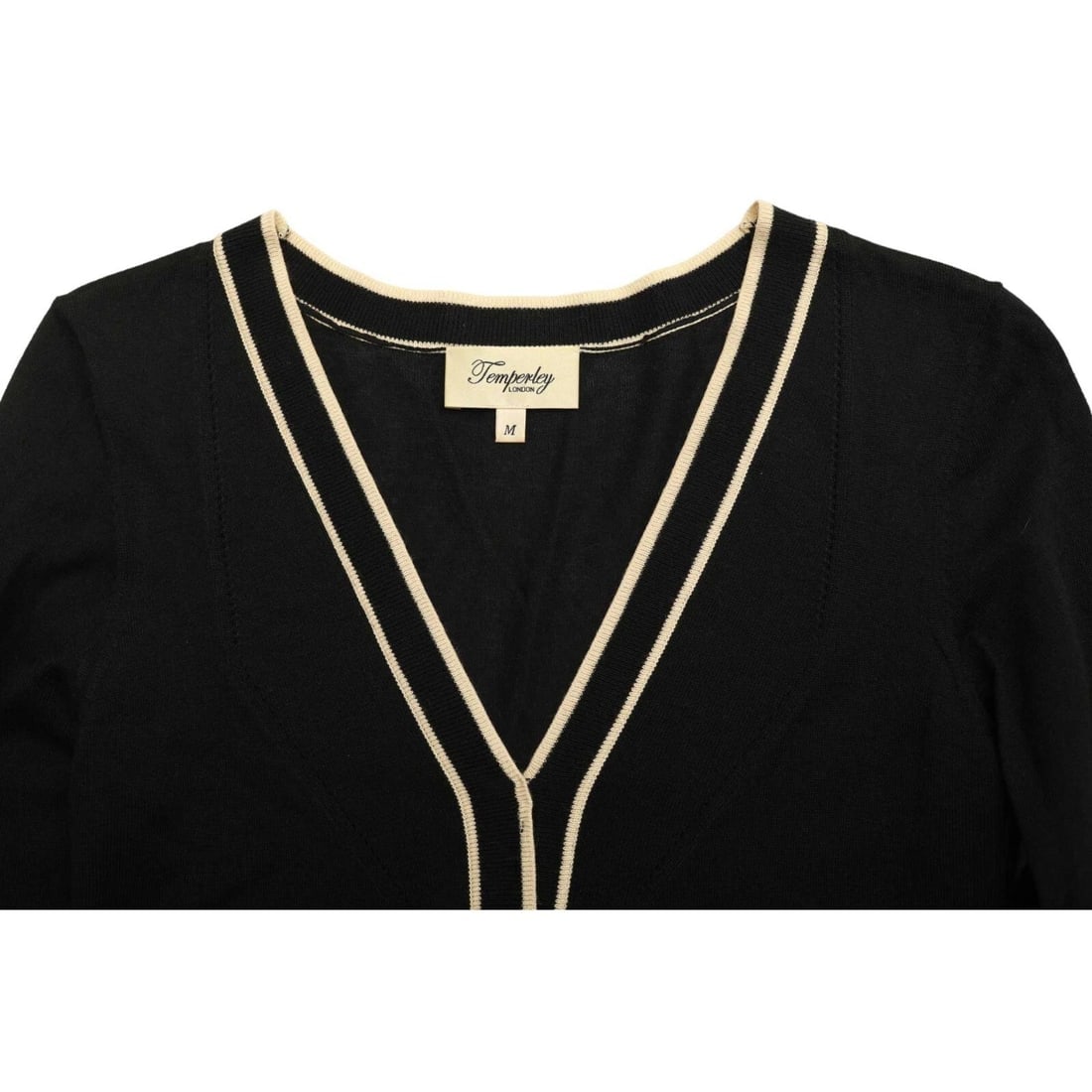 Temperley London Black Silk Cashmere Knit Beige Long Sleeves Mini Dress size M - 4