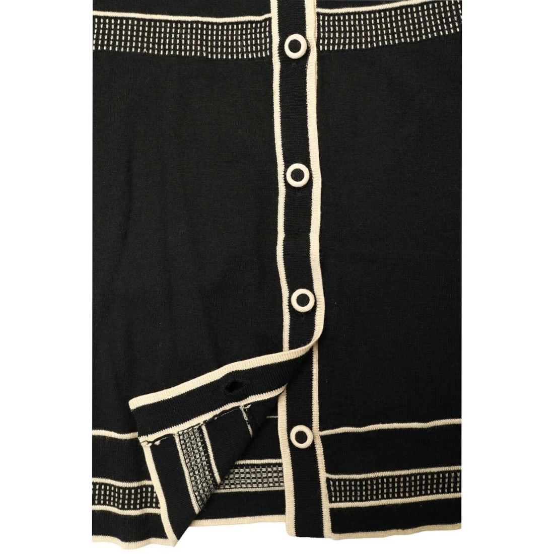 Temperley London Black Silk Cashmere Knit Beige Long Sleeves Mini Dress size M - 6
