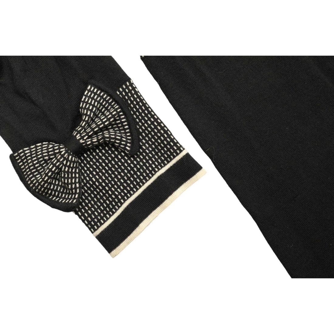 Temperley London Black Silk Cashmere Knit Beige Long Sleeves Mini Dress size M - 7