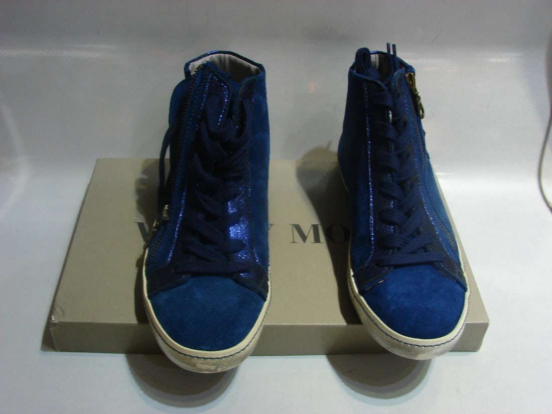 VALMY MODA SIZE 38 SUEDE LEATHER BLUE STYLISH ANKLE SNEAKERS SHOES SPORT - 5