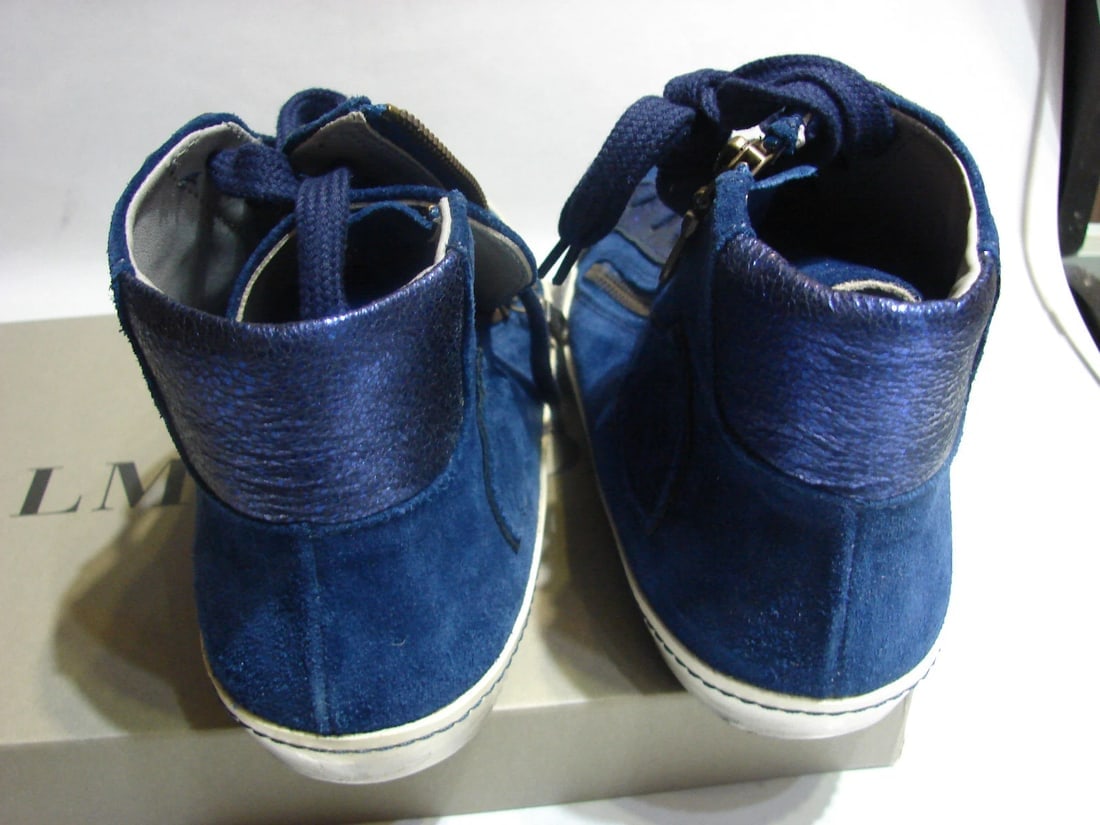 VALMY MODA SIZE 38 SUEDE LEATHER BLUE STYLISH ANKLE SNEAKERS SHOES SPORT - 9