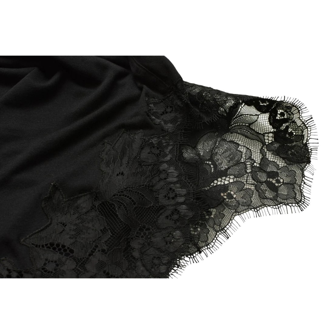 Helmut Lang Black w. Lace Trimming Short Sleeve V Neckline T-shirt Blouse Top M - 7