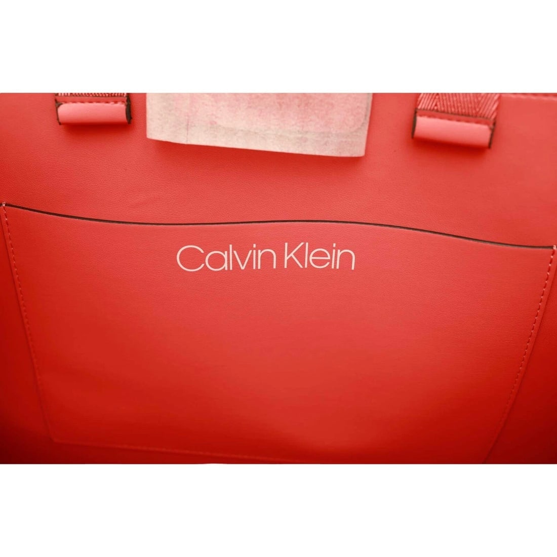 Calvin Klein Coral Gray Monogram Canvas Tote Bag Shoulder Handbag Shopper, new - 7