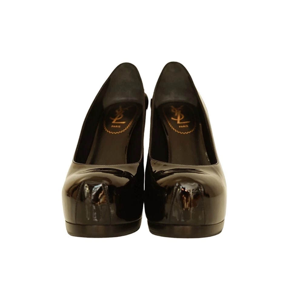 Yves Saint Laurent YSL Tribute Black Patent Leather Platform Heels Pumps 37 - 2
