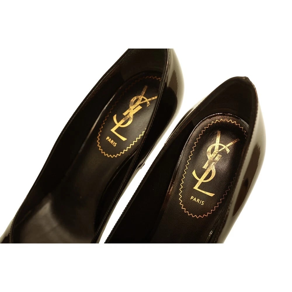Yves Saint Laurent YSL Tribute Black Patent Leather Platform Heels Pumps 37 - 8