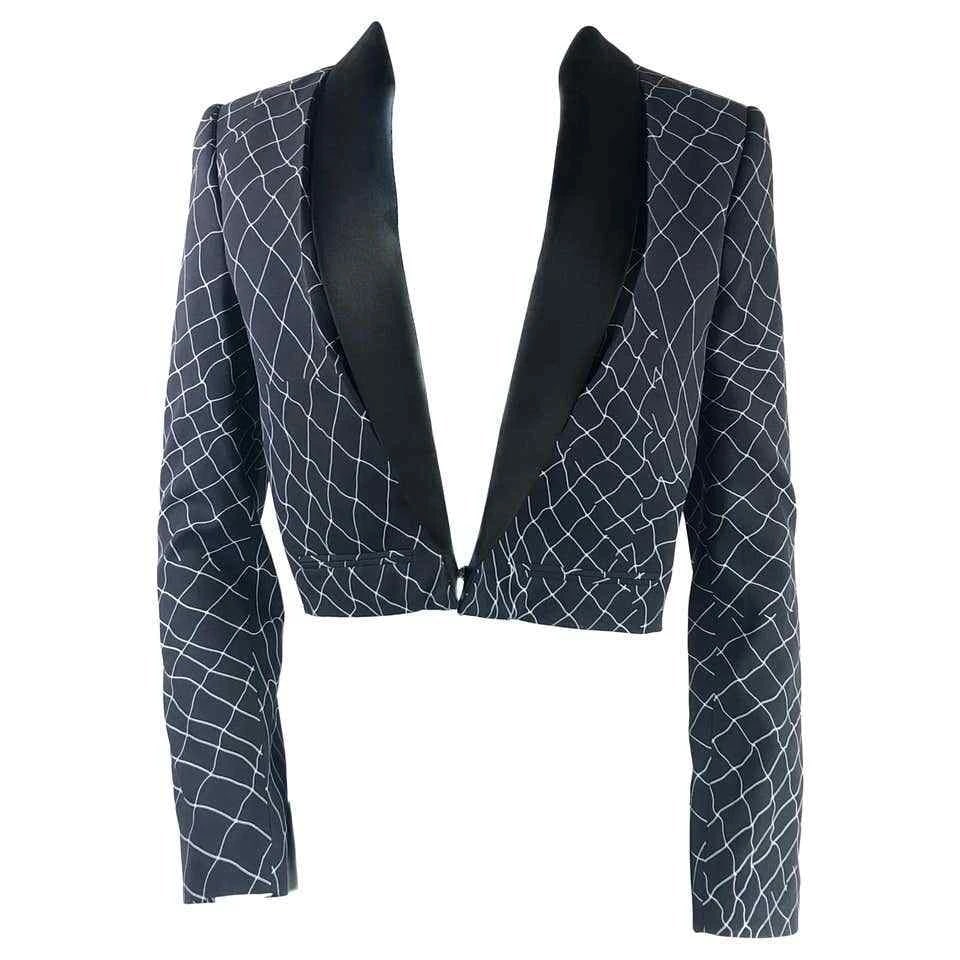 Haider Ackermann Navy and Black Tuxedo Blazer Jacket Size 38 - 2
