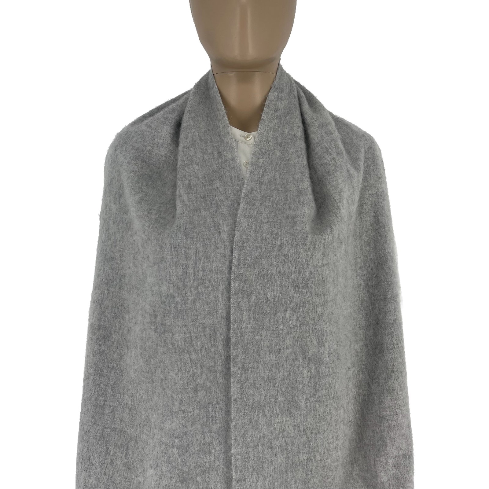 Yves Saint Laurent Grey Solid 100% Wool Scarf - 2