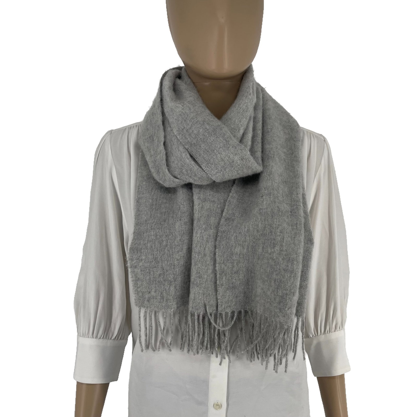 Yves Saint Laurent Grey Solid 100% Wool Scarf - 4