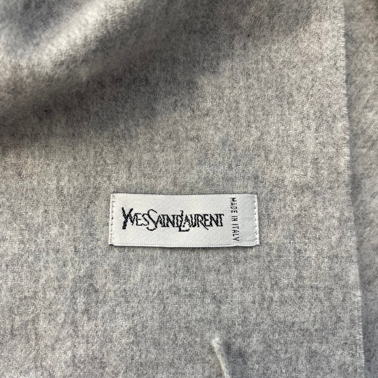 Yves Saint Laurent Grey Solid 100% Wool Scarf - 6