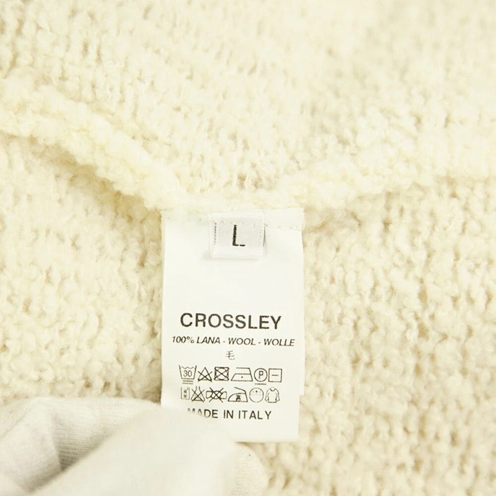 Crossley Ivory 100% Wool Knit Long One Button Cardigan Hooded Jacket size L - 4