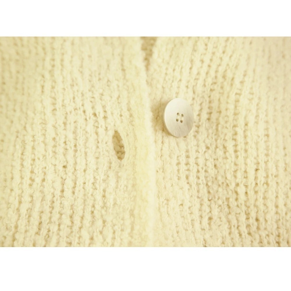 Crossley Ivory 100% Wool Knit Long One Button Cardigan Hooded Jacket size L - 5