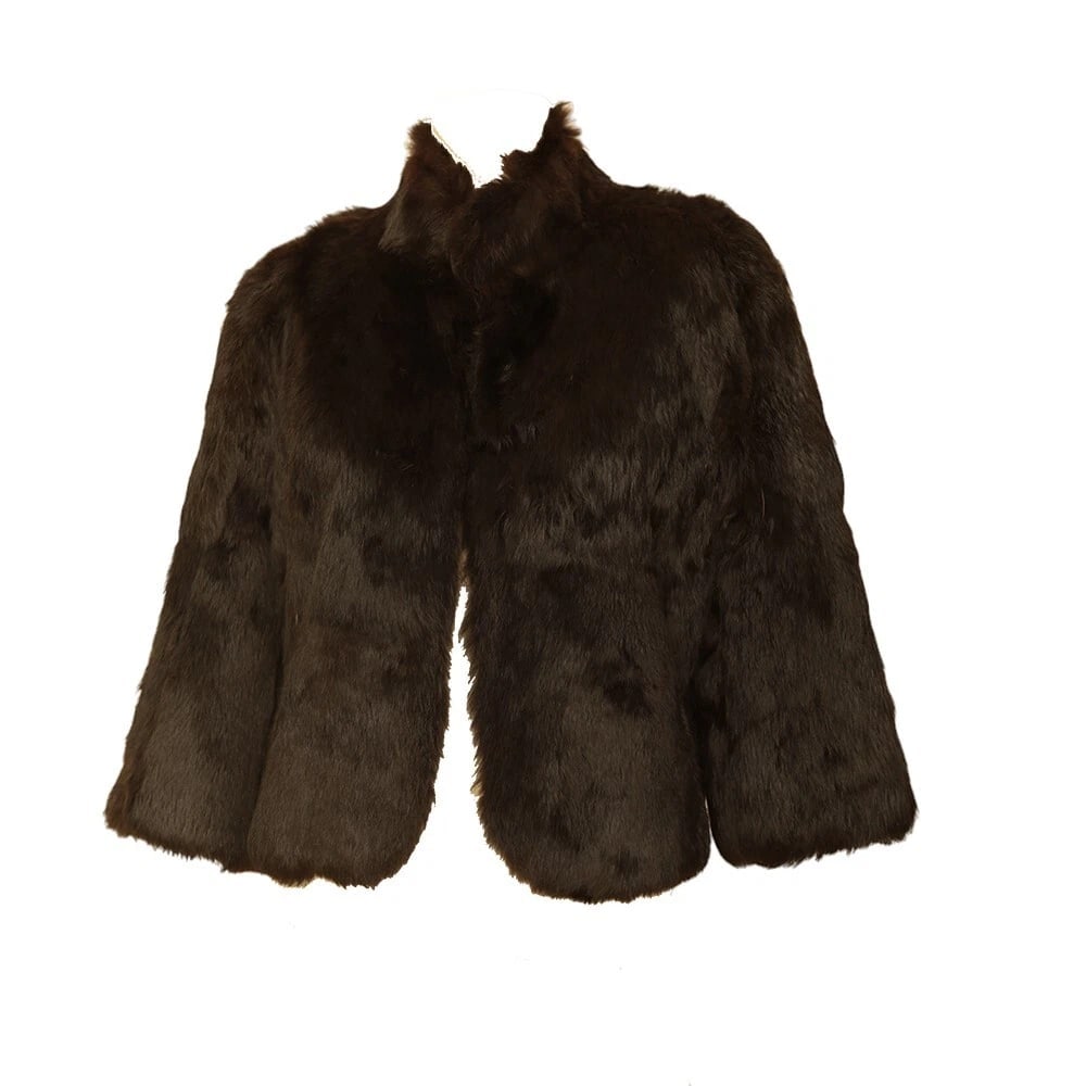 Matthew Williamson Black Rabbit Fur 3/4 Sleeve Bolero Jacket Coat sz 10 (1 of 9)