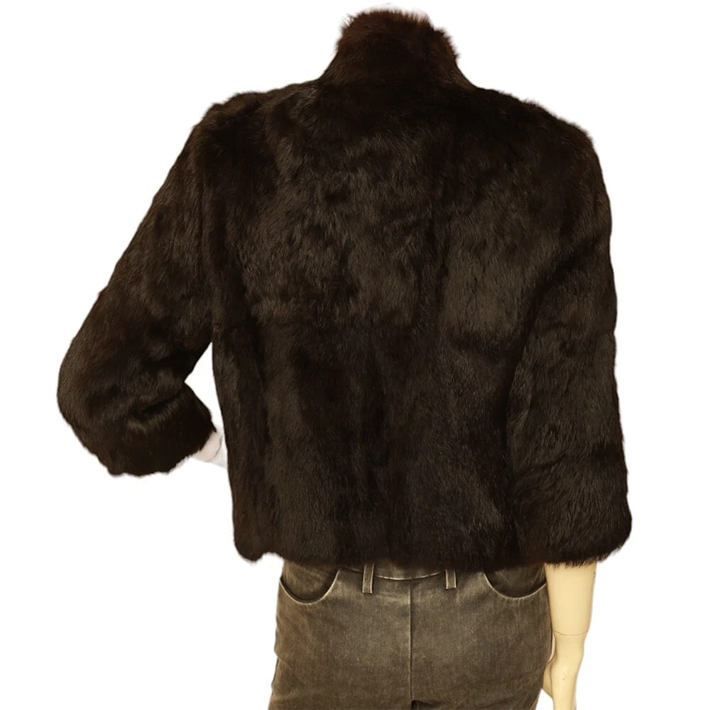 Matthew Williamson Black Rabbit Fur 3/4 Sleeve Bolero Jacket Coat sz 10 - 4