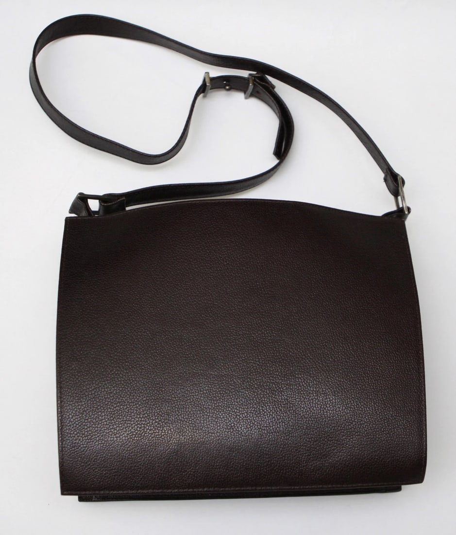 MATT MURPHY BROWN LEATHER HANDBAG STERLING SILVER ADJUSTABLE STRAP DUST BAG - 2